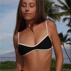 SOLD NWT Strawberry Milk Mob Black and White Bikini Top